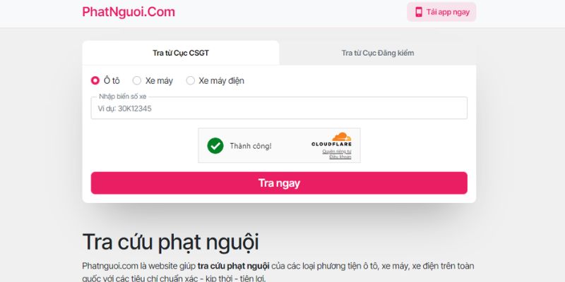 Tra cứu phạt nguội Bình Thuận trên phatnguoi.com