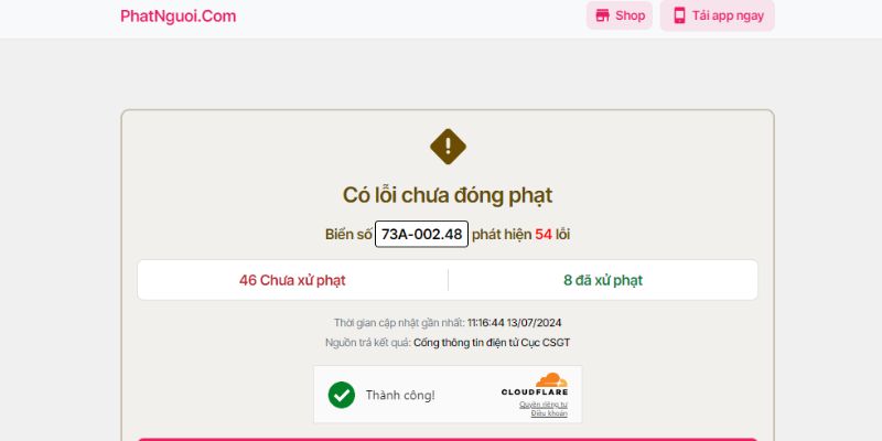kết quả tra cứu phạt nguội quảng bình