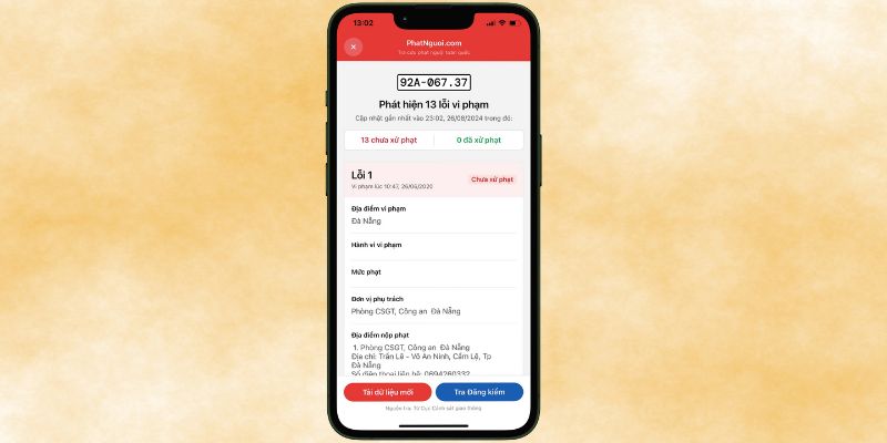 tra cứu trên app 