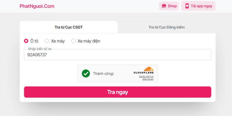 nhập biển xe tra cứu phạt nguội quảng nam