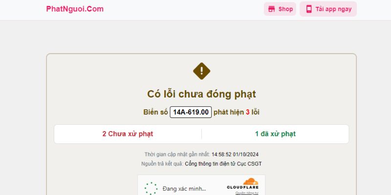 kết quả tra biển 