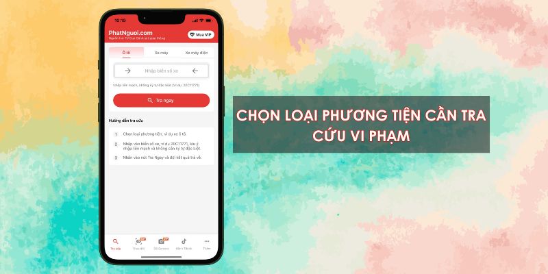Chọn loai phương tiện và tra cứu