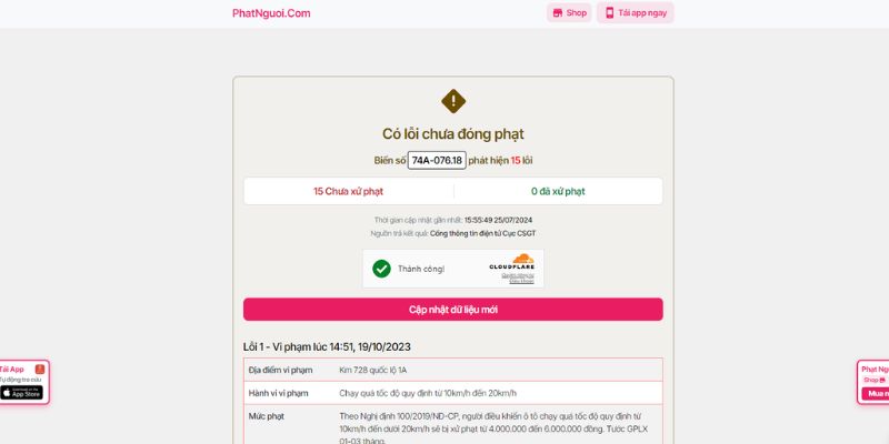 Hiển thị kết quả tra cứu