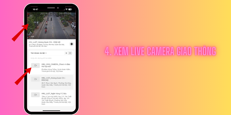 Bắt đầu xem live camera giao thông