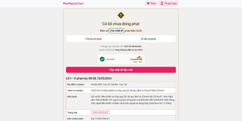 Tra cứu phạt nguội Yên Bái