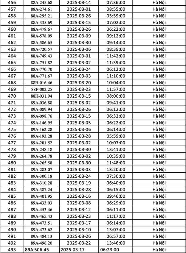 Phạt nguội Hà Nội tháng 3 2025