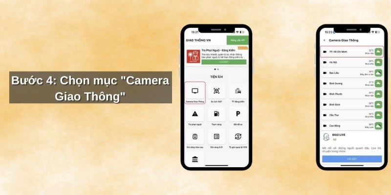 Bước 3 xem camera giao thông Hà Nội