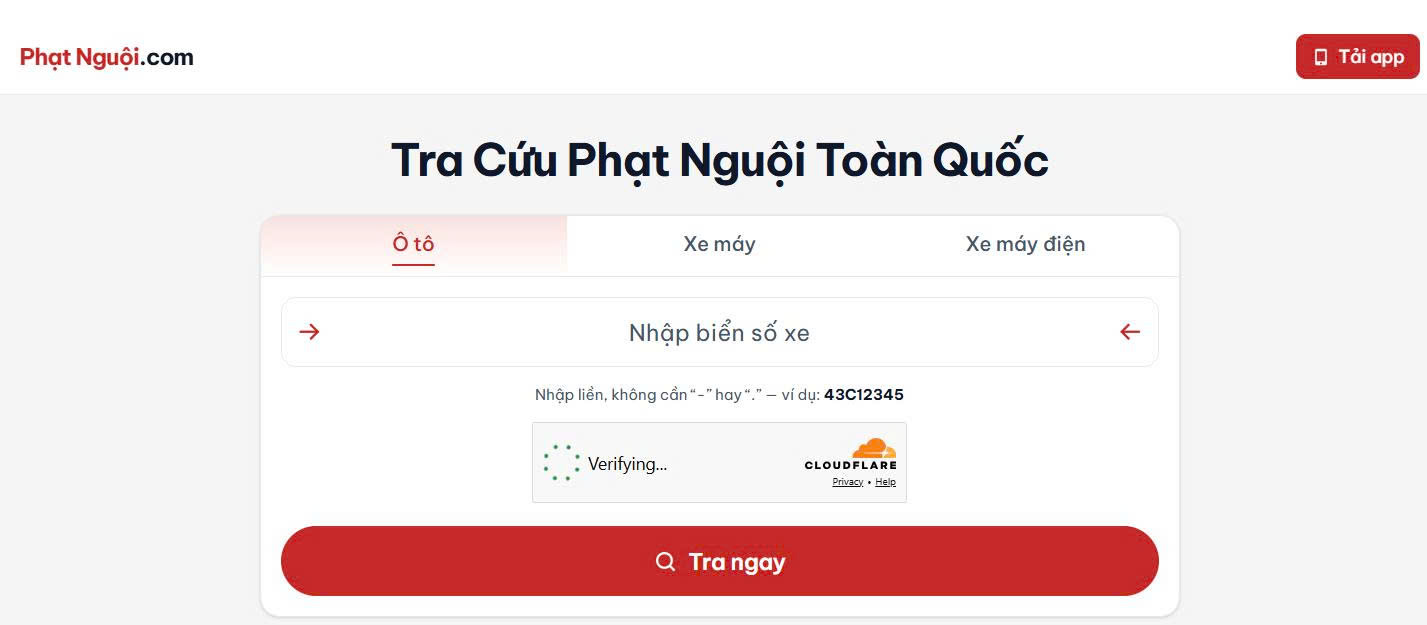 chủ động tra cứu phạt nguội